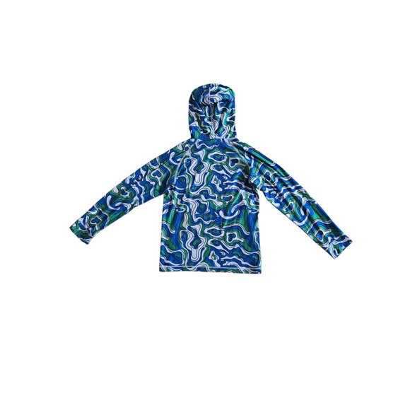 Hanna Andersson Jelly Bean UV Printed Hoodie Abstract Blue/Green/Gray Size 12 - Picture 3 of 3